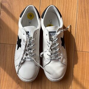 Women’s White Sneakers with Black Star Detail